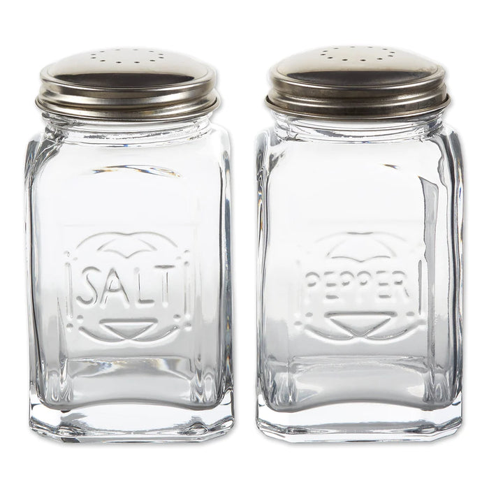 Retro Salt & Pepper Shakers in Clear Glass