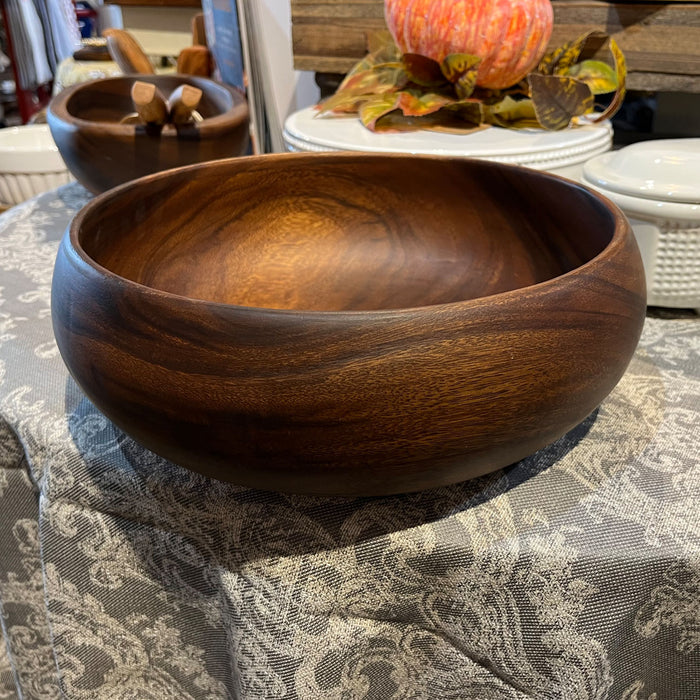 Round Calabash Wooden Serving Bowl