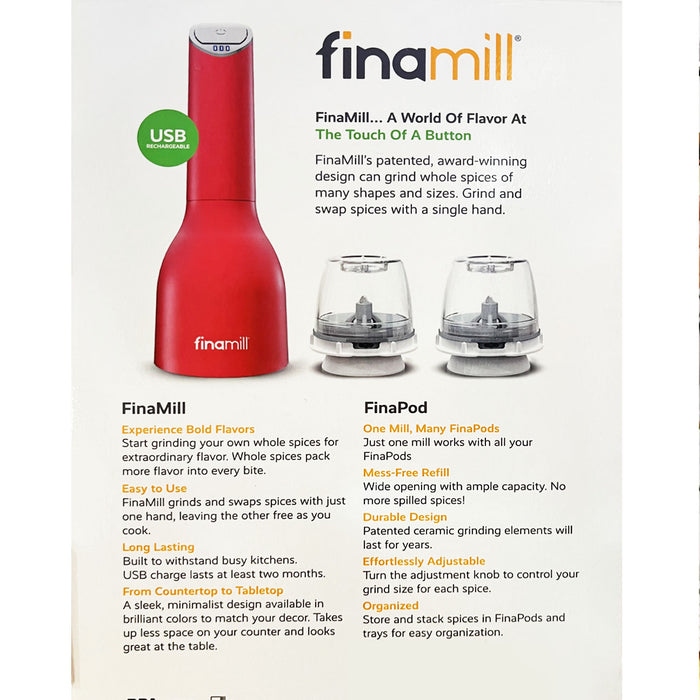 FinaMill Cordless Spice Mill in Sangria Red