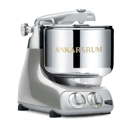Ankarsrum stand mixer in jubilee silver.