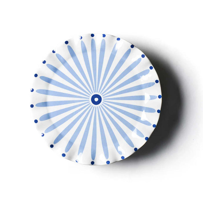 Iris Blue Burst Small Ruffle Cake Stand with Glass Cover