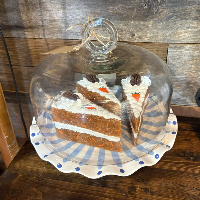 Iris Blue Burst Small Ruffle Cake Stand with Glass Cover