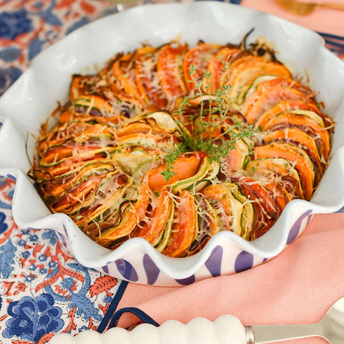 Iris Blue Drop 9 Ruffle Pie Dish