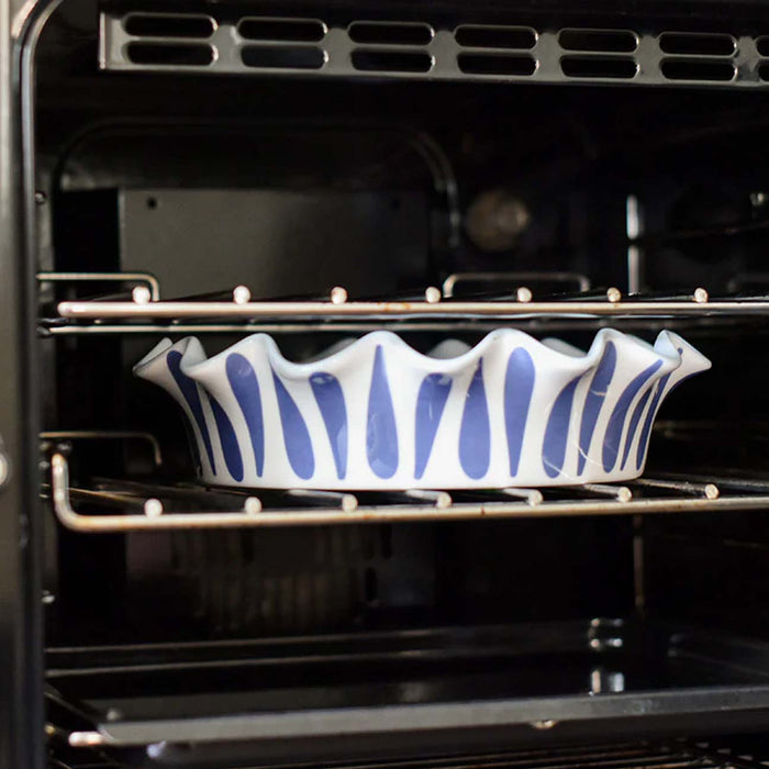 Iris Blue Drop 9 Ruffle Pie Dish