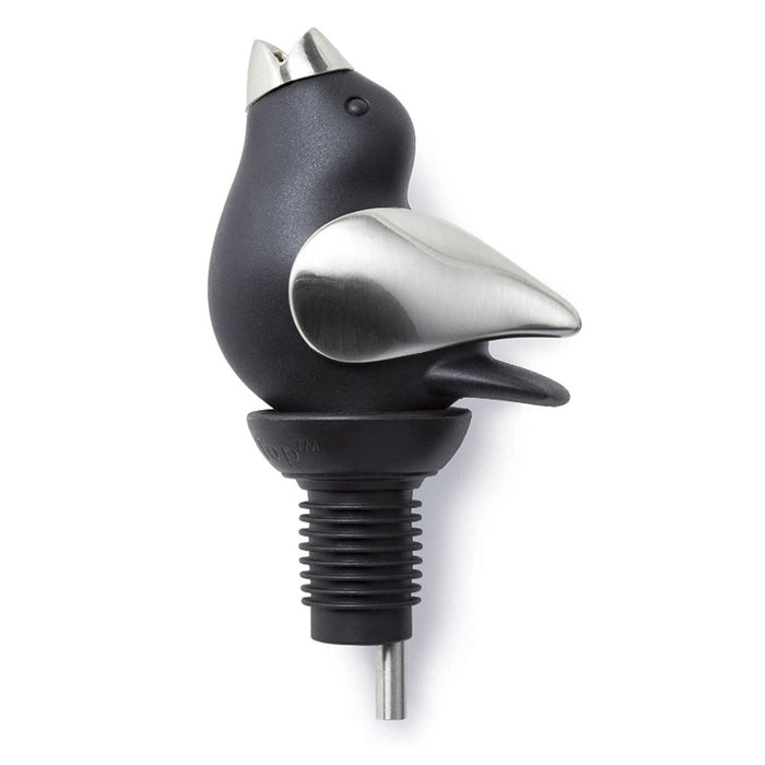 Chirpy Top Wine Pourer in Black/Silver