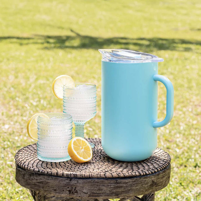 2 Liter Vacuum Sealed-Insulated s/s Pitcher in Blue Lemonade