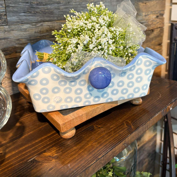 Iris Blue Pip Square Ruffle Casserole