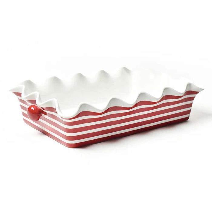 Red Stripe 14" Ruffle Casserole
