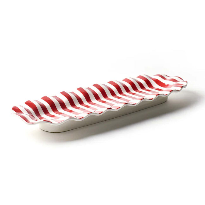 Red Stripe Ruffle 16" Skinny Tray