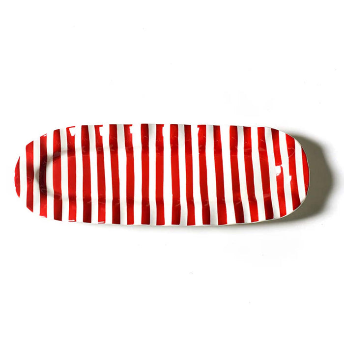 Red Stripe Ruffle 16" Skinny Tray