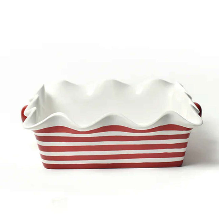 Red Stripe Square Ruffle Casserole