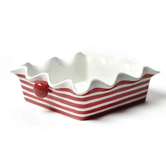 Red Stripe Square Ruffle Casserole