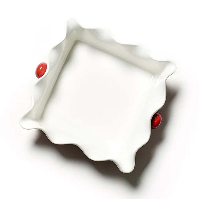 Red Stripe Square Ruffle Casserole