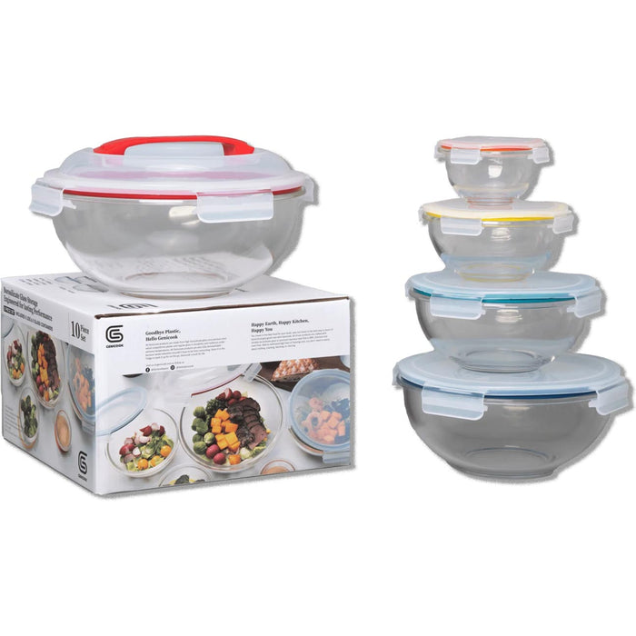 Container Nesting Borosilicate Glass Mixing Bowl Set With Lids