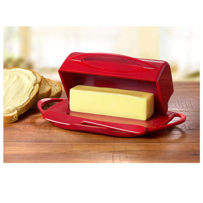 Butterie Flip-Top Butter Dish in Red