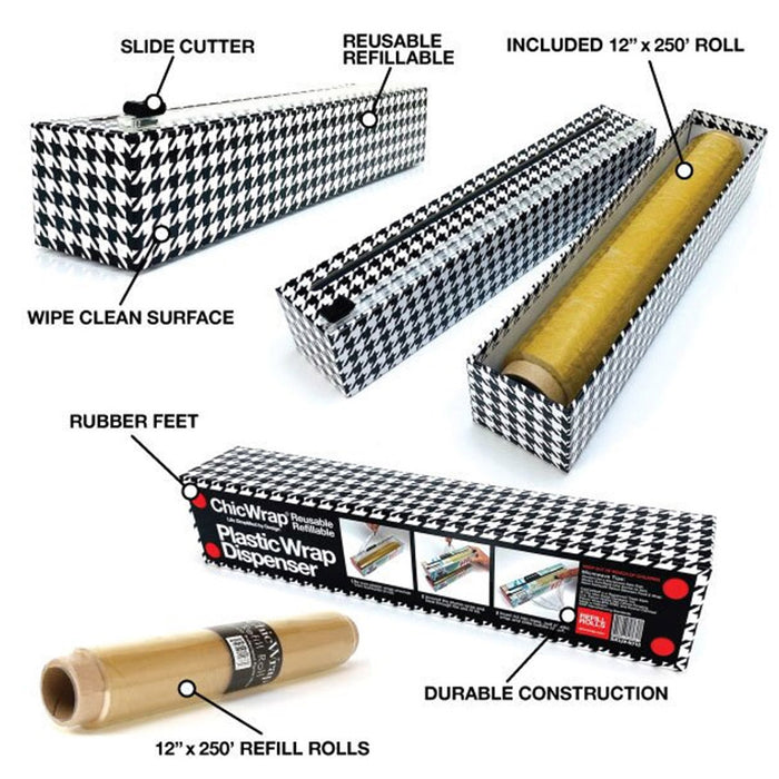 ChicWrap Plastic Wrap Dispenser  - "Houndstooth"