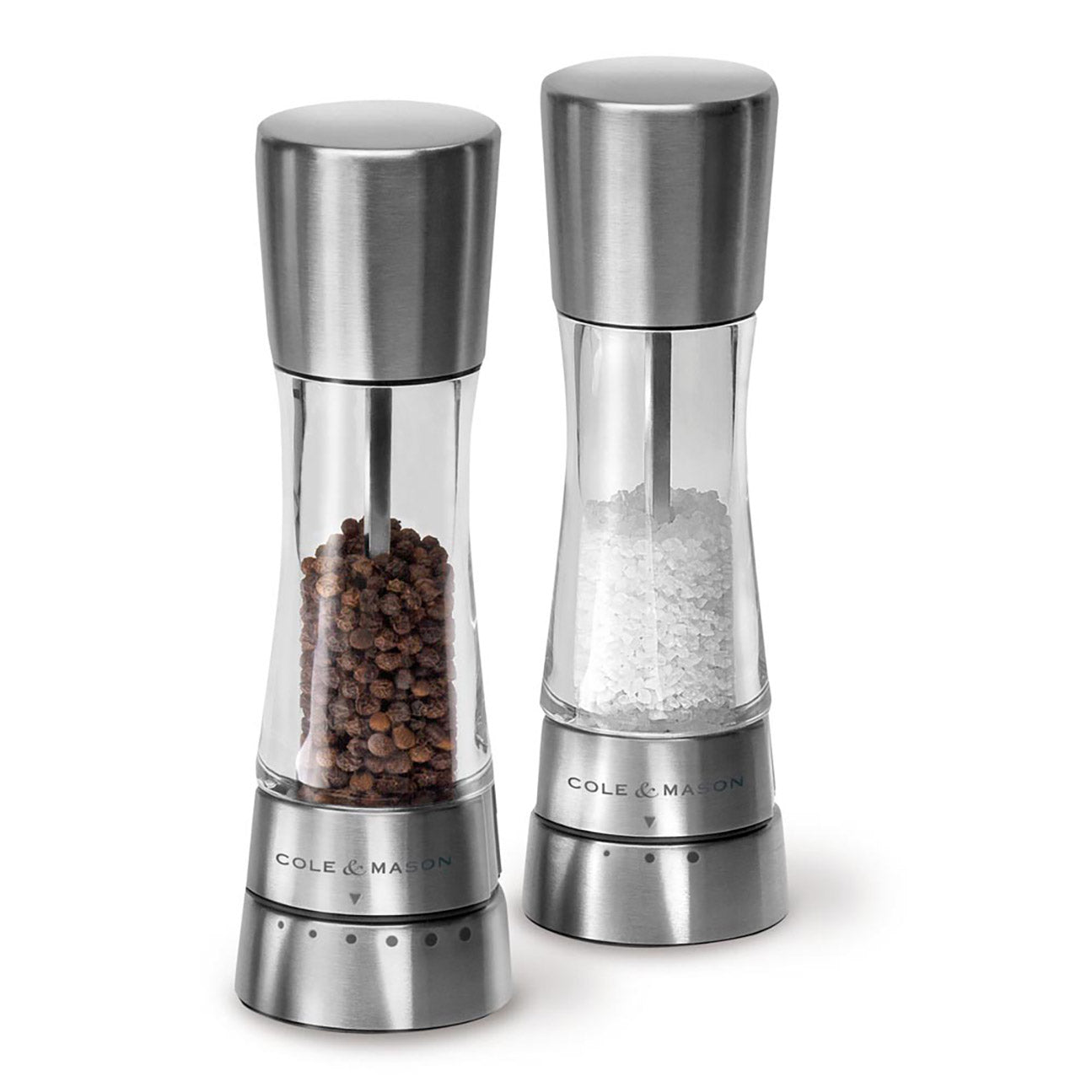 美品　STOVEL & MASON   lassiere mills  3ピース Cole & Masón Hawksbury Classic Stainless Steel Pepper & Salt
