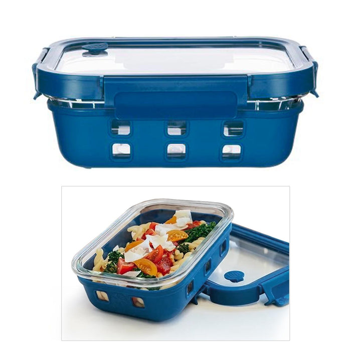 Durable Glass Container With Silicone Wrap in Blue
