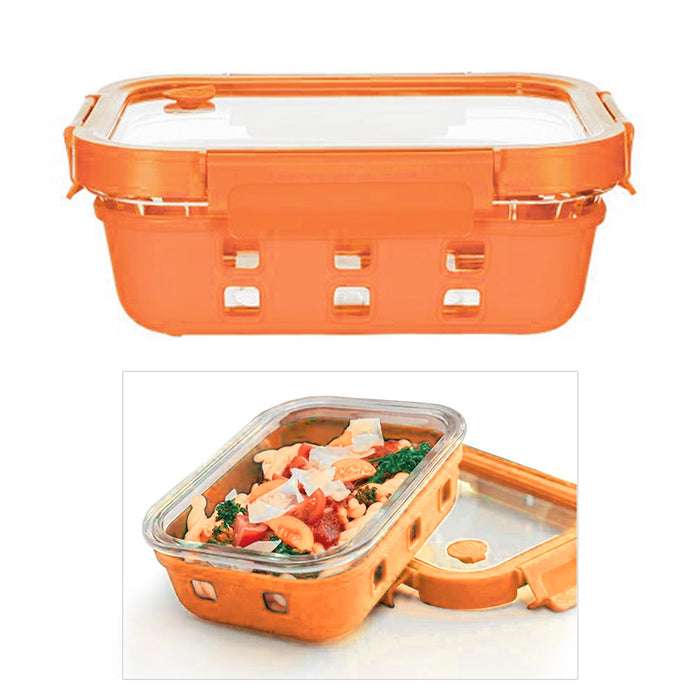 Durable Glass Container With Silicone Wrap in Orange