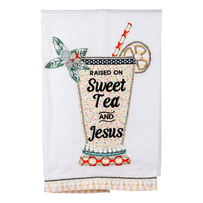 Raised on Sweet Tea & Jesus Tea Towel