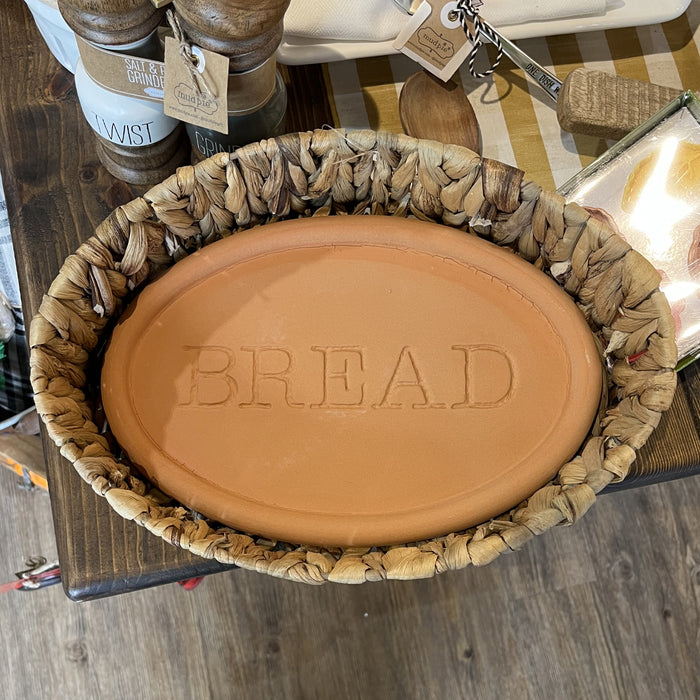 Mud Pie Woven Bread Basket With Clay Warmer